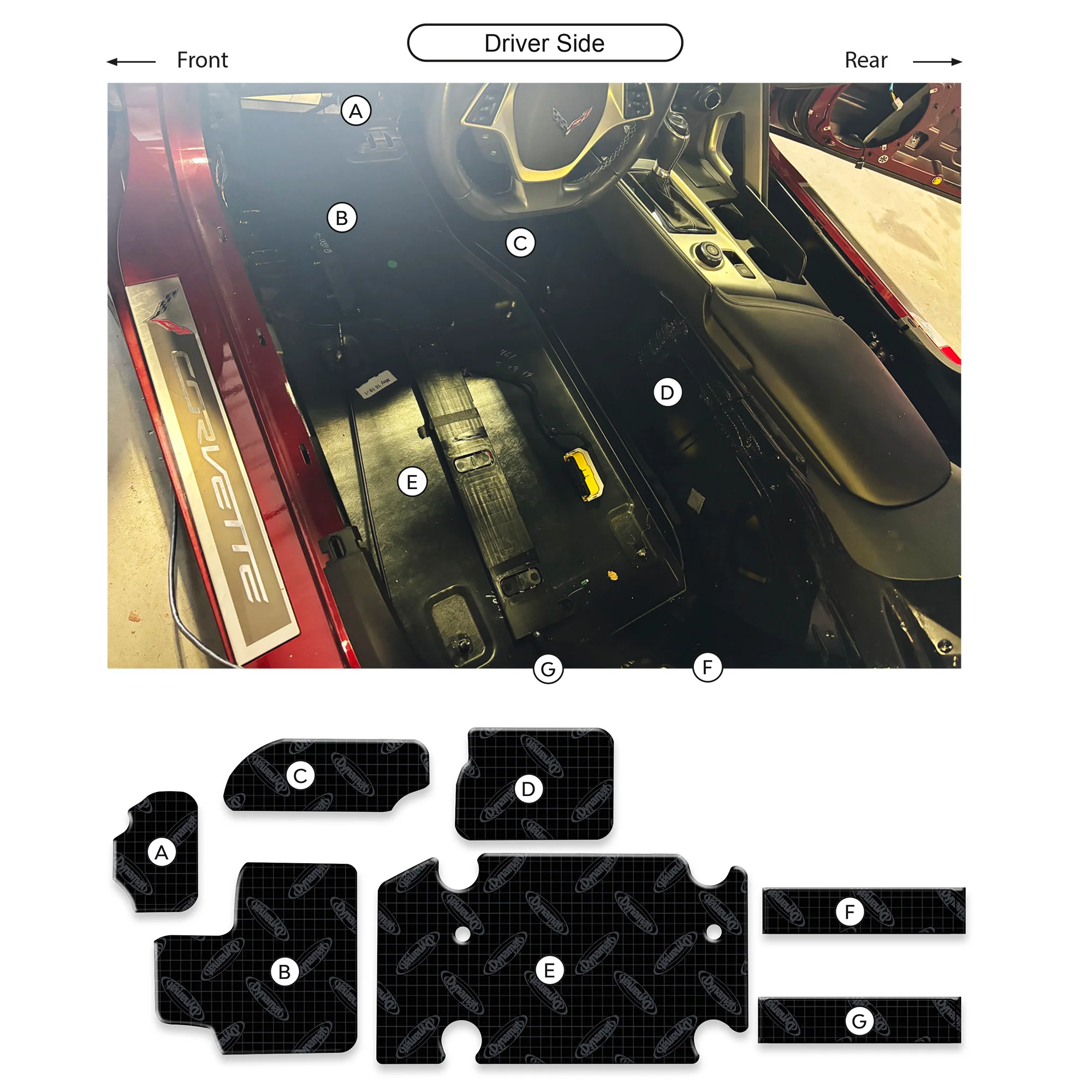 2014-2019 GM C7 Corvette Floor Custom Cut Sound Deadening Kit - Image 3